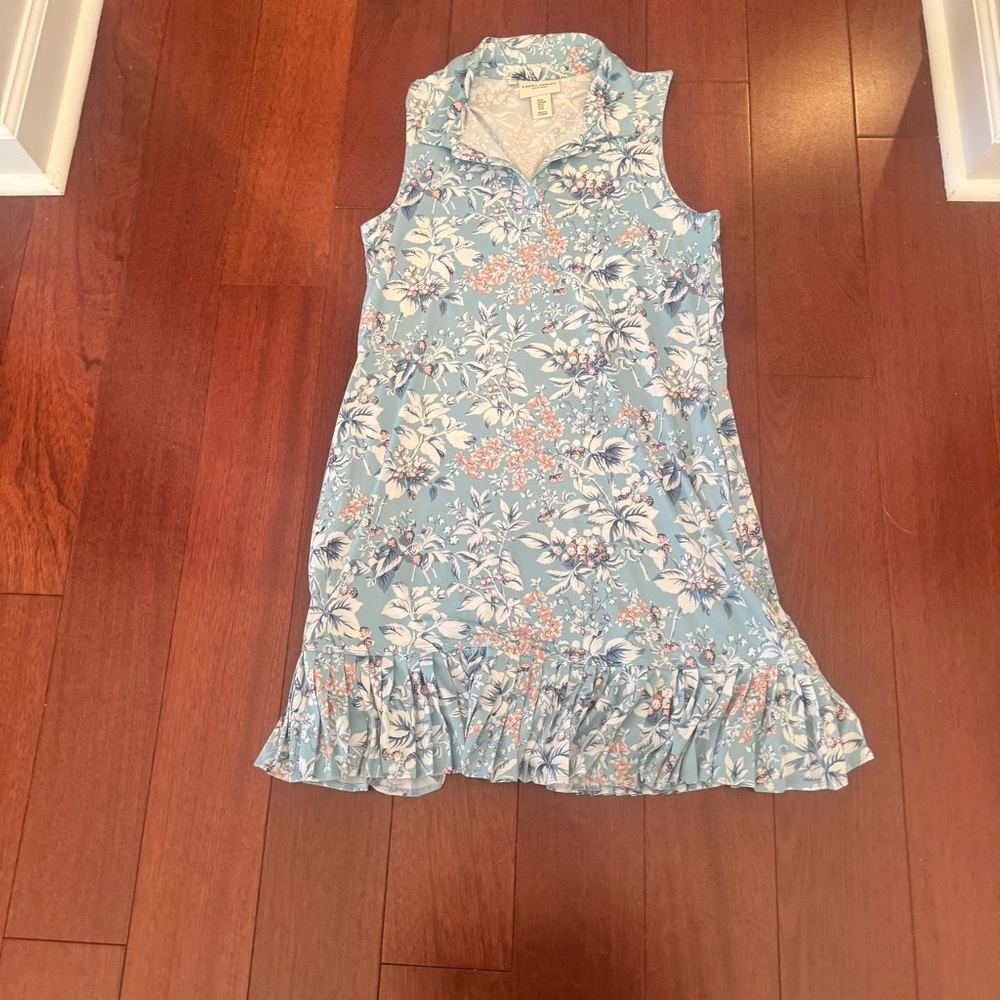 Laura Ashley Light Blue Floral Sleeveless Mini Dress - Picture 3 of 4